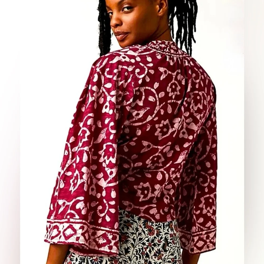 NWT Free People On the block Floral Red Top Shirt Women’s Medium
